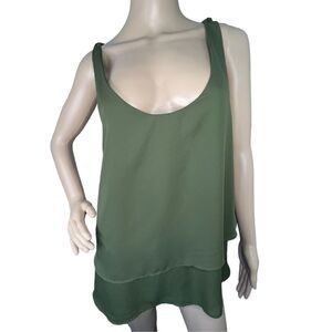 4SI3NNA Army Green Professional Flowy Tank Top With Tie Straps